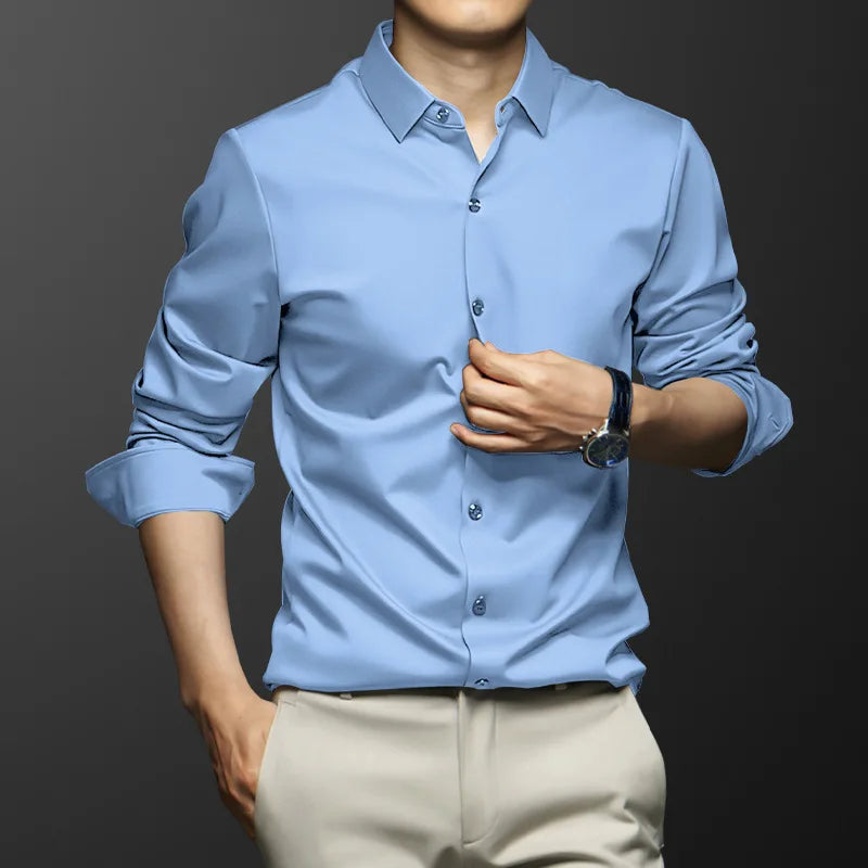 Premium Ice Silk Long-Sleeved Shirt
